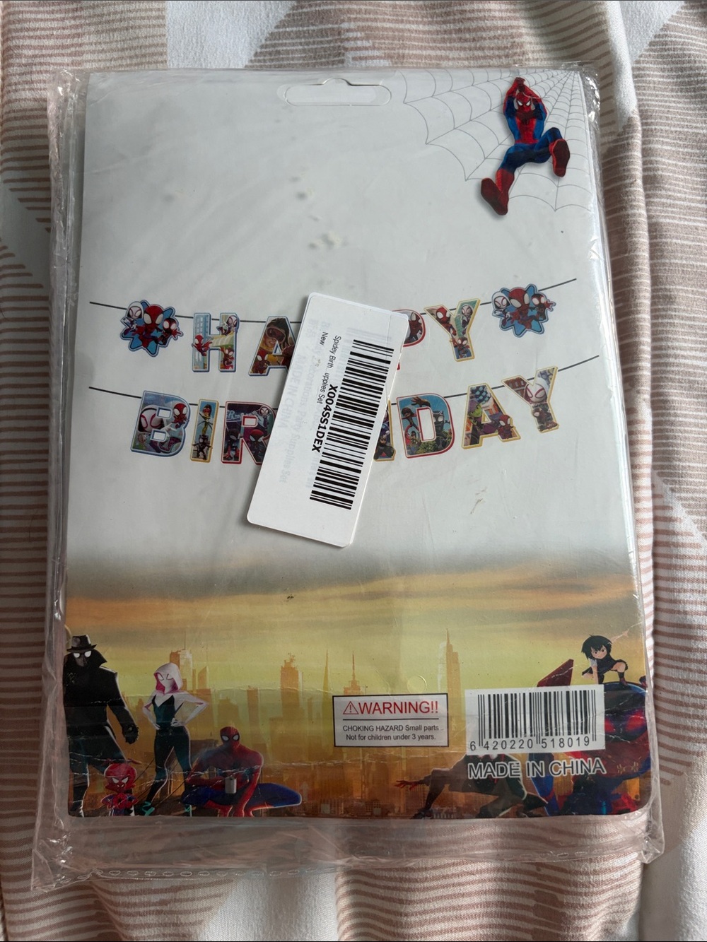 Spider-Man Themed Happy Birthday Banner - White Spidey and friends
